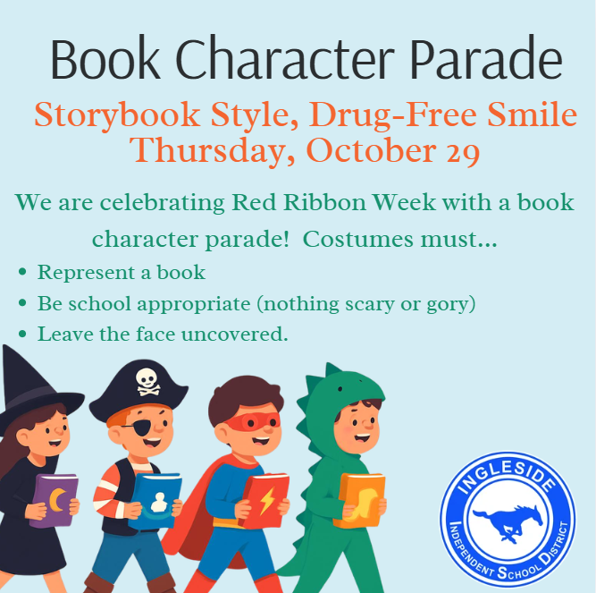 students in costumes holding books