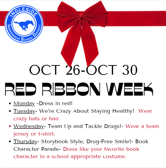 red ribbon with designated dress up days