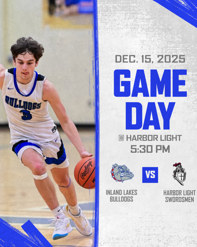 IL JV/Varsity Boys basketball at Harbor Light, 5:30pm start time. The game day post has #3 Elijah Elliott driving to he hoop