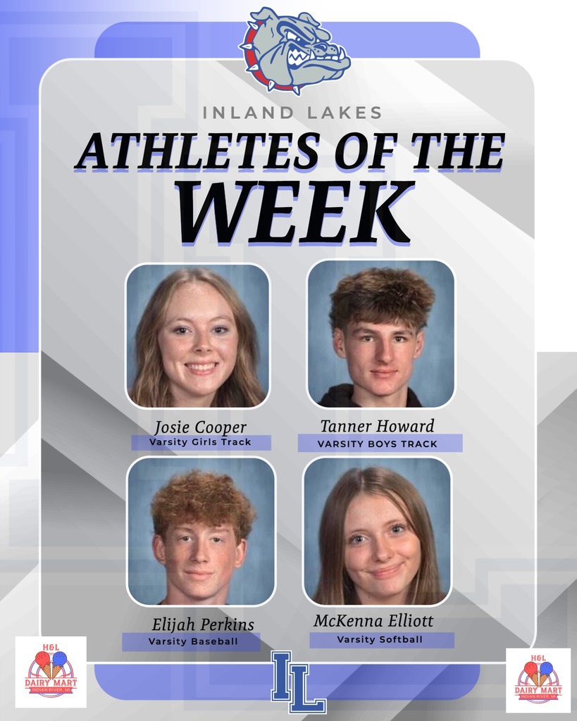 Congrats ILS athletes of the week: Josie Cooper-Track, Tannaer Howard-Track, Elijah Perkins-Baseball , and McKenna Elliott- Softball