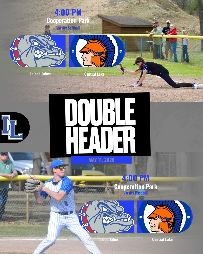 Varsity Baseball and Softball home today vs Central Lake