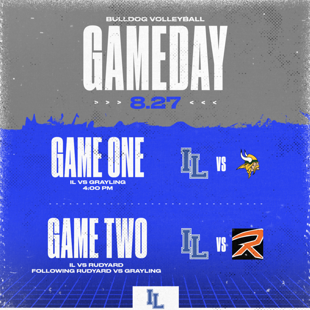 on August 27, Inland Lakes JV and Varsity Volleyball teams play against Grayling and then Rudyard, starting at 4pm in Rudyard.