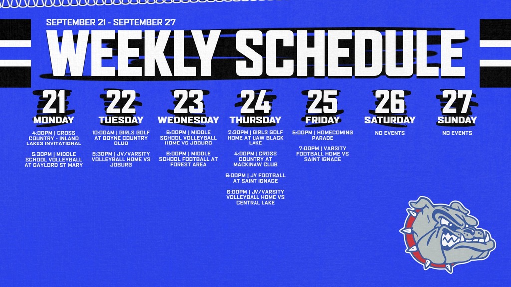 Weekly Schedule Sept 21-27