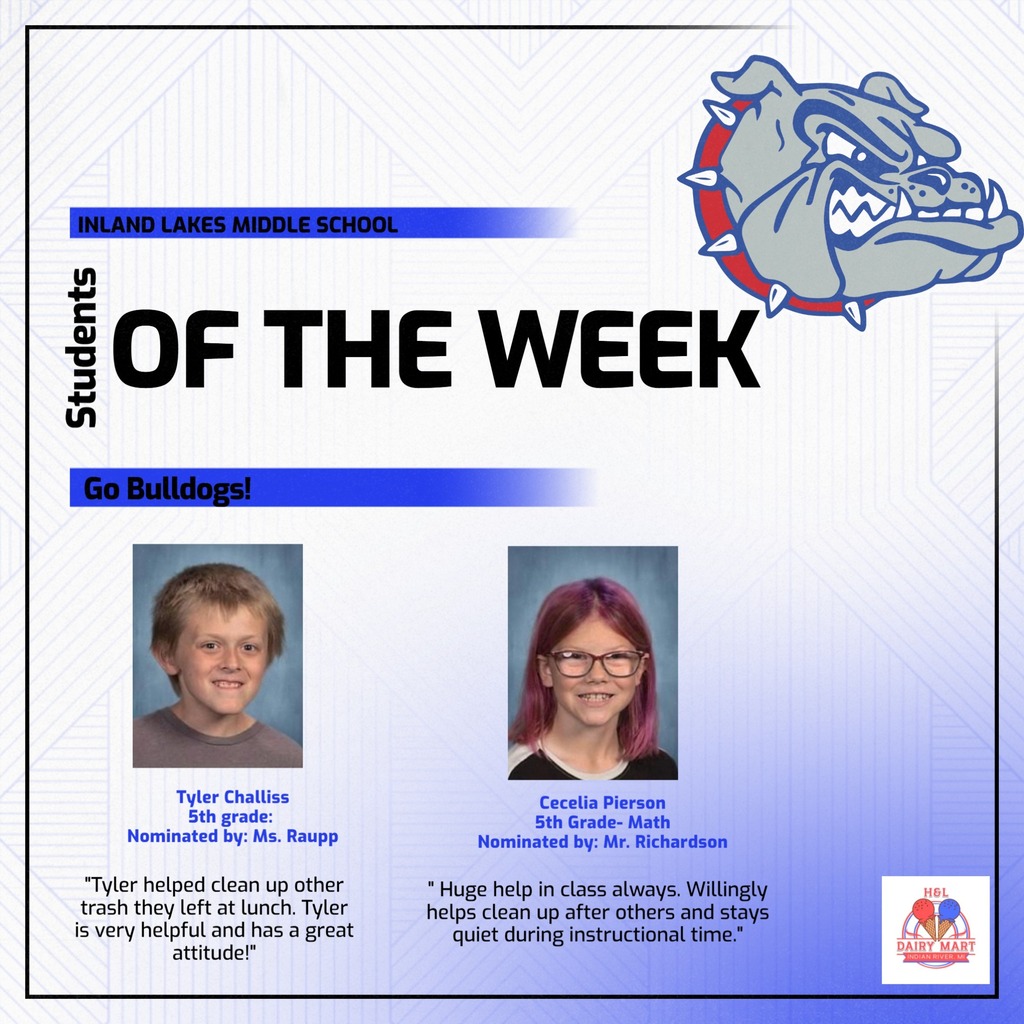 Congrats to Tyler Challiss and Cecelia Pierson MS Students of the Week!