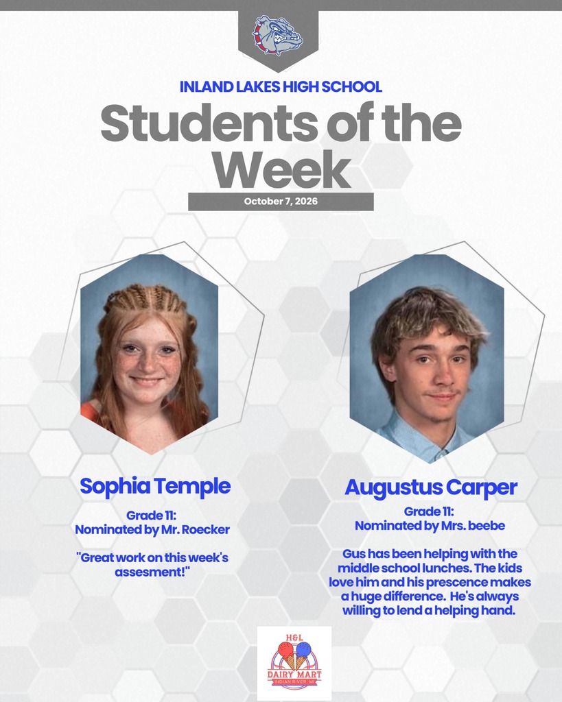 Congrats Sophia Temple and Gus Carper HS students of the Week!