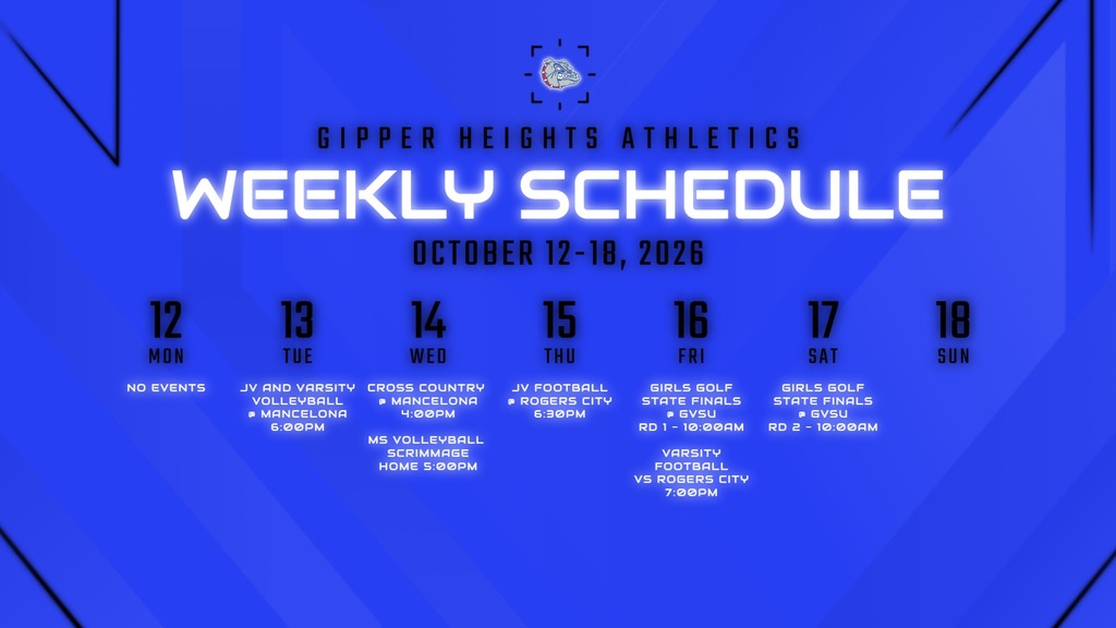 Schedule for this week's athletics.