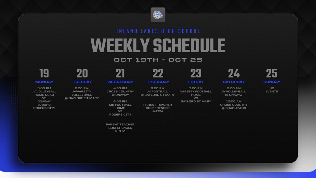 This weeks athletic events! Go BULLDOGS!