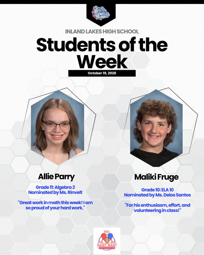 Congrats HS students of the week: Allie Parry and Maliki Fruge!