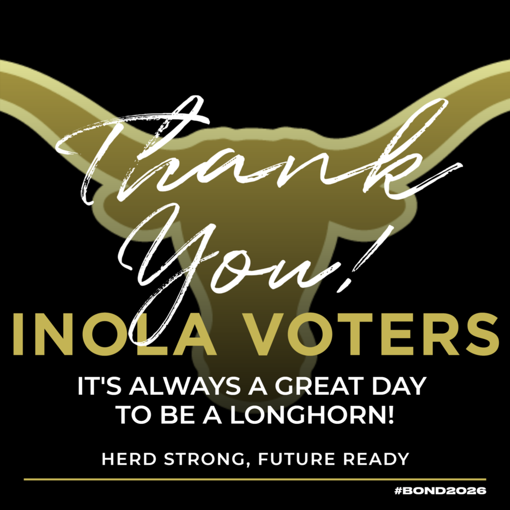 Graphic that reads "Thank you, Inola Voters!"