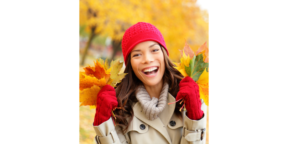 Graphic woman holding leaves