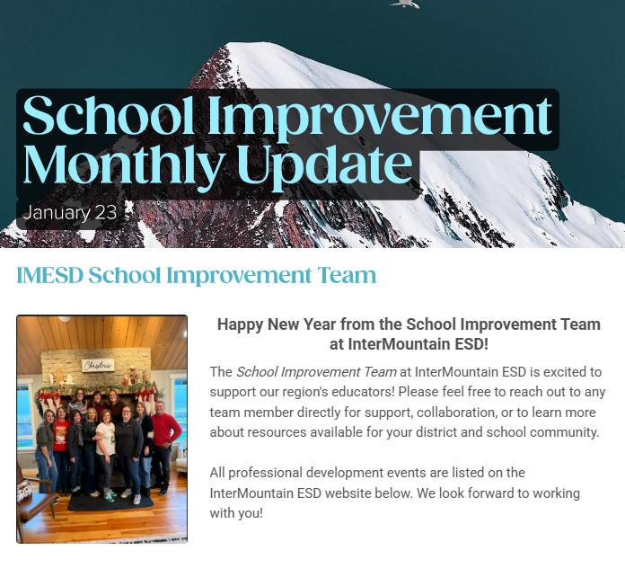 screenshot of newsletter