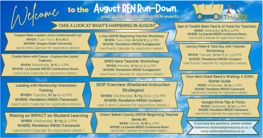 August REN Run Down: Professional Development Opportunities