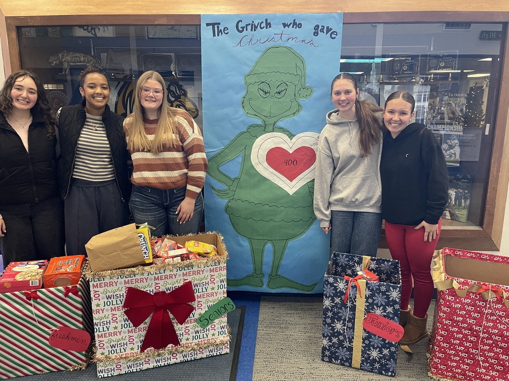students at food drive collection point