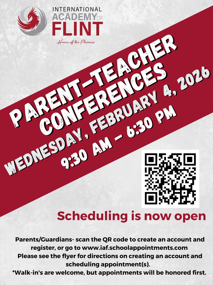 gray background, red stripe, text, QR code, IAF logo