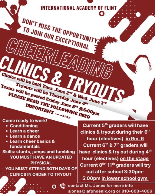 IAF cheer tryouts for 5-12 grades