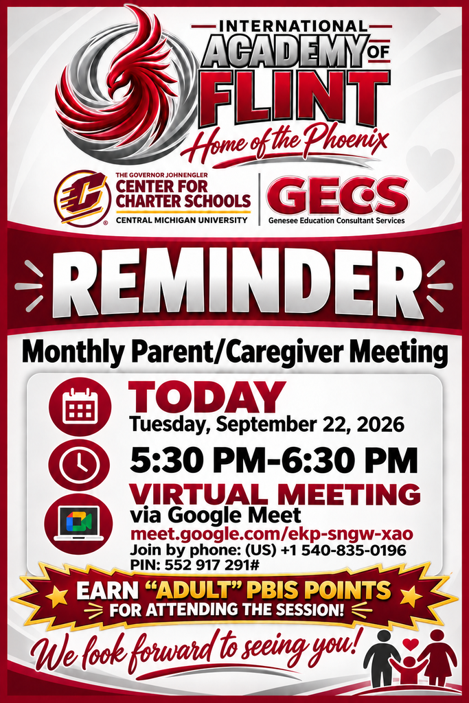 Reminder of Monthly Parent/Caregiver Virtual Meeting, September 22, 5:30PM-6:30PM, join via Google Meet, link provided, Earn Adult PBIS points for attending.