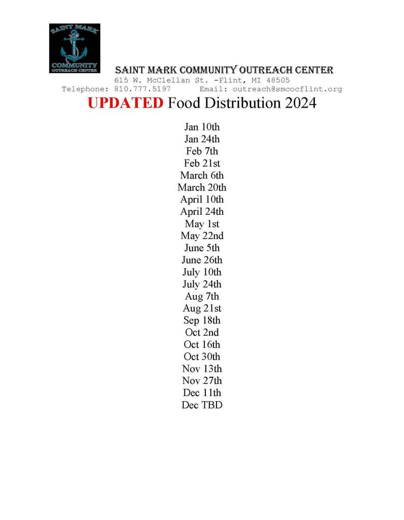 Food Distribution Dates