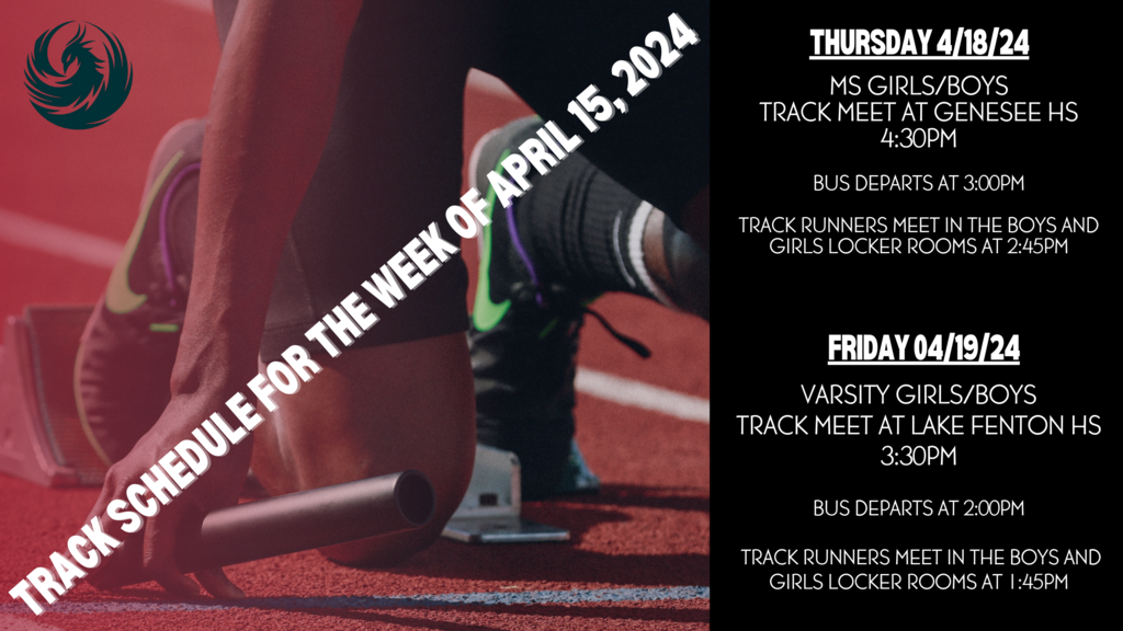 Week of 04/15/2024 Track Schedule
