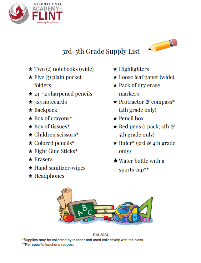 Grades 3-5 Supply List