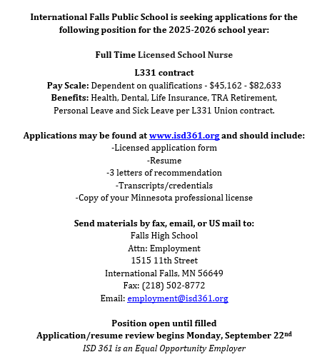 Full Time Licensed School Nurse