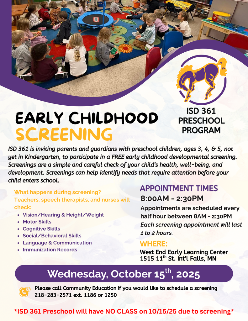 Early Childhood Screening Flyer - October 15th, 2025
