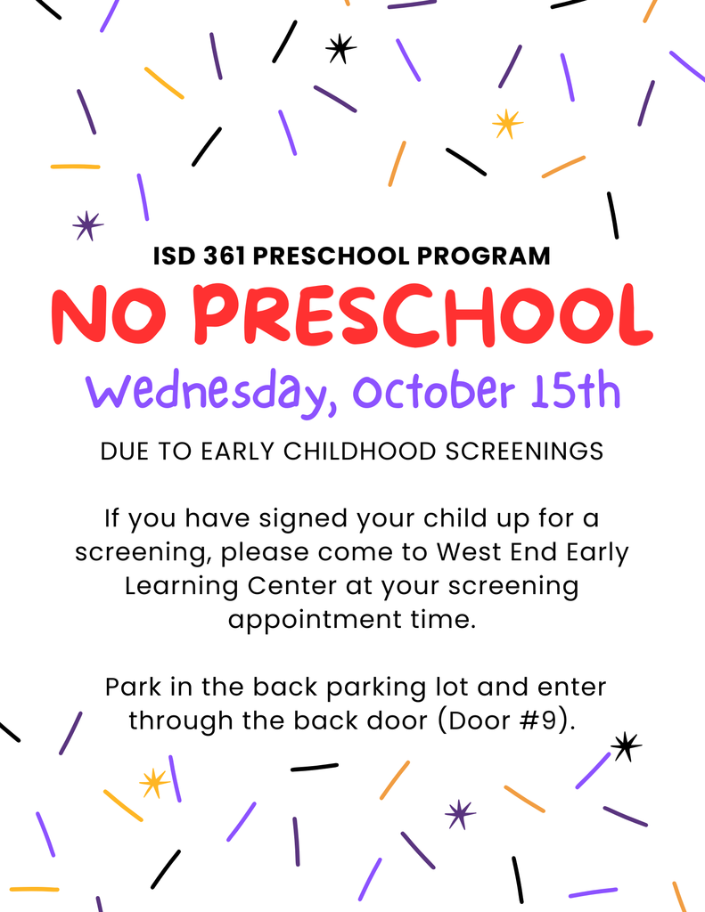 Reminder - No preschool on Wednesday, October 15th.