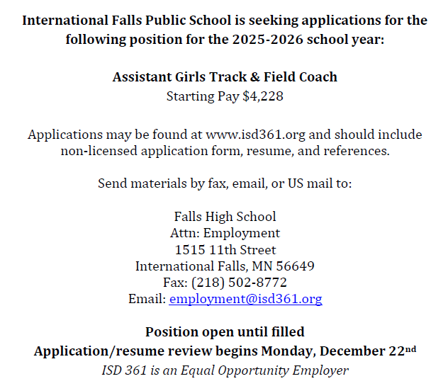 Assistant Girls Track & Field Coach