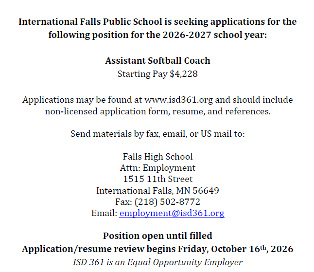Assistant Softball Coach 9.29.26