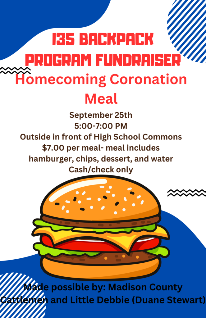 I-35 Backpack Program Fundraiser. $7/meal on Sept. 25.