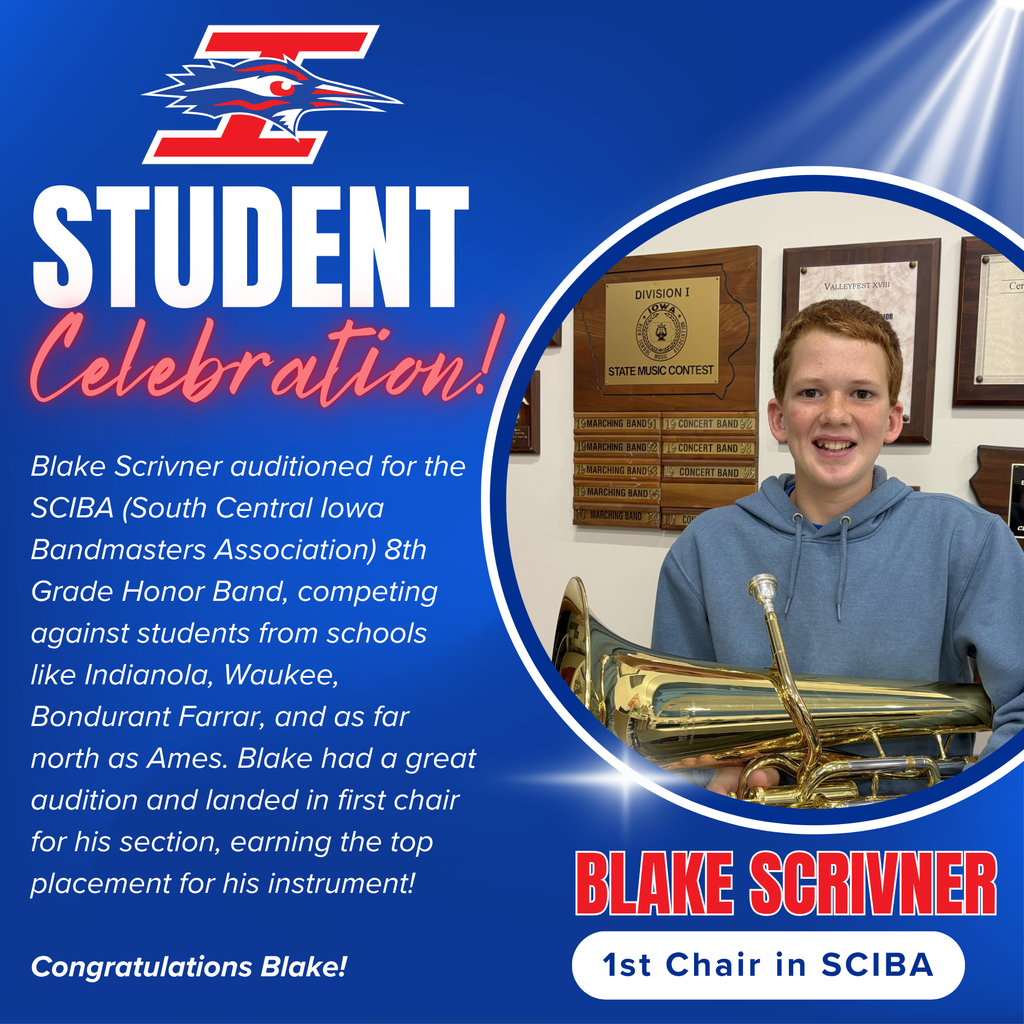 Congrats Blake Scrivner on earning 1st Chair in SCIBA!