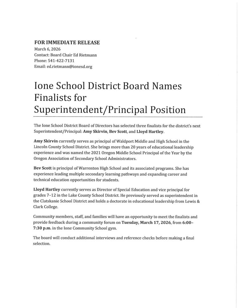 Superintendent Finalist