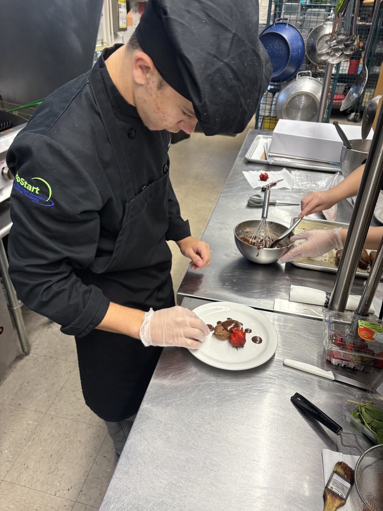 student making chocolate puffs