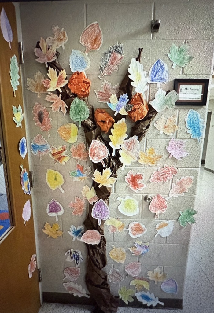 Paper tree with colored leaves