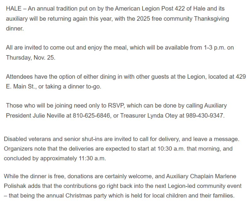 Hale Thanksgiving dinner