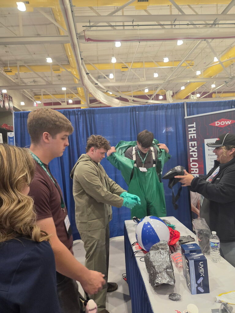 Student Testing Out Safety Equipment