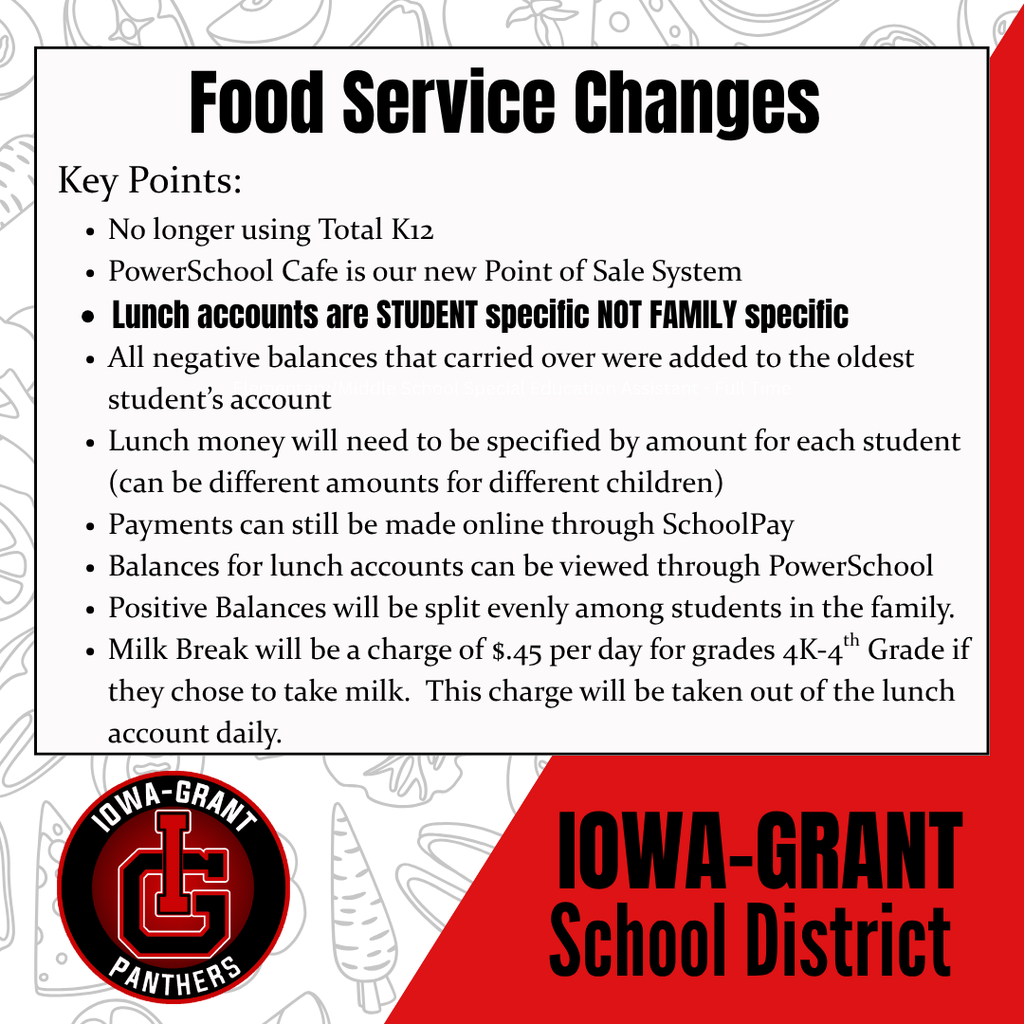 Food Service Changes