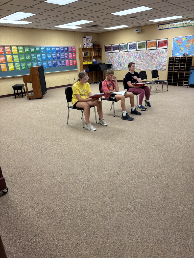 3 students practicing lines