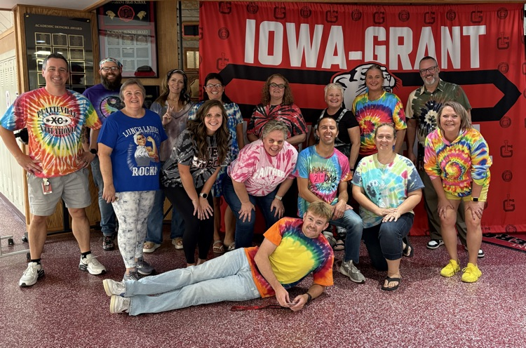 High school staff showing the tie dye spirit  