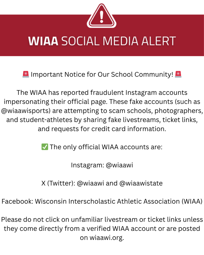 WIAA SOCIAL MEDIA ALERT