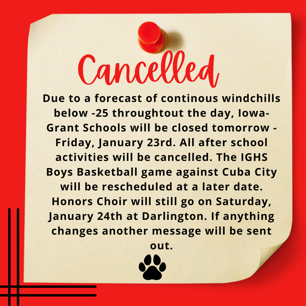 January 23rd - Cancelled