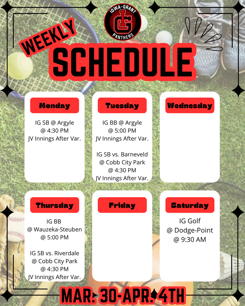 IGHS Mar. 30 - Apr. 4th