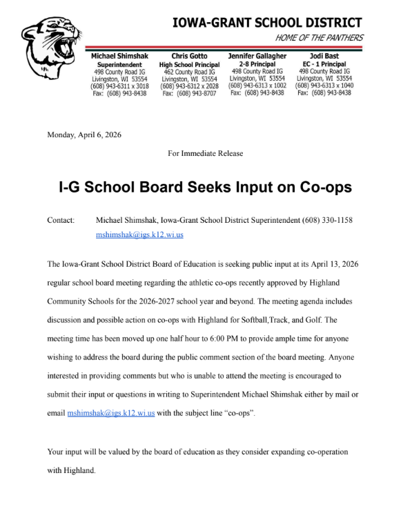I-G School Board Seeks Input on Co-ops