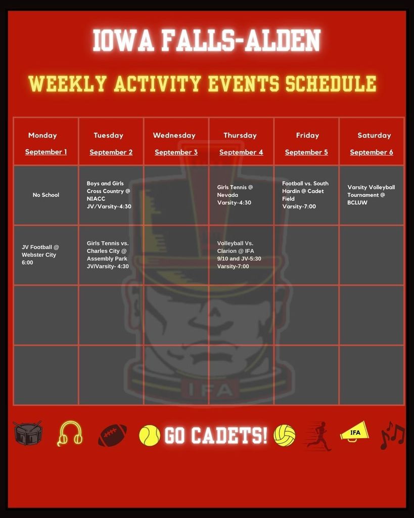 Weekly Activities Calendar
