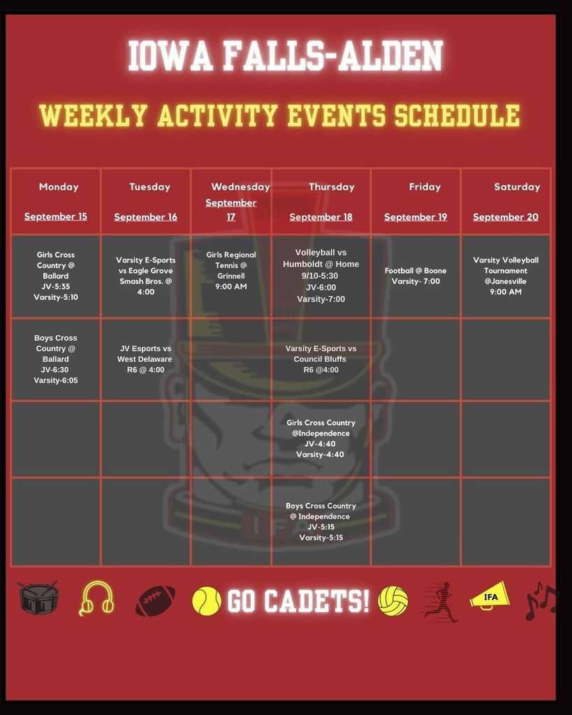 Weekly Activities Calendar