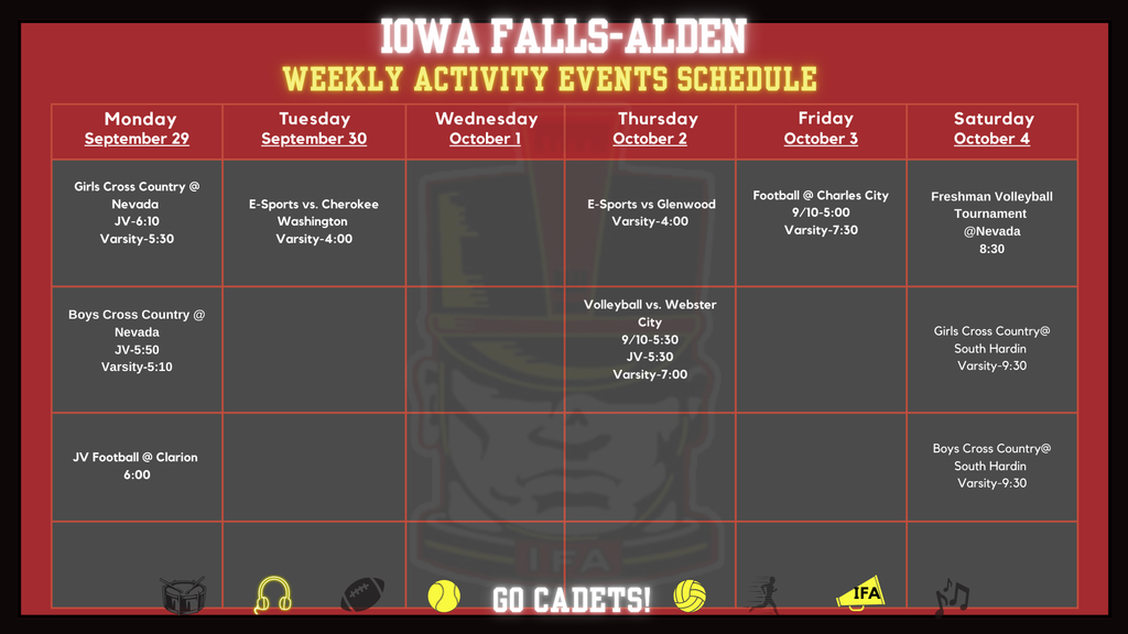 Weekly Activities Calendar