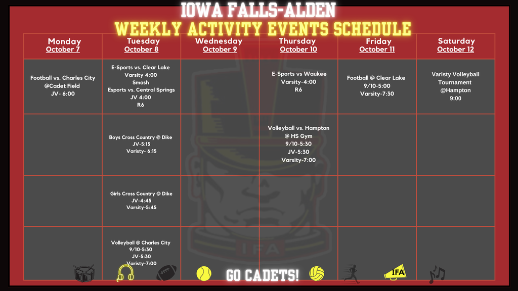 Weekly Activities Calendar