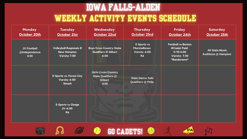 Weekly Activities Calendar