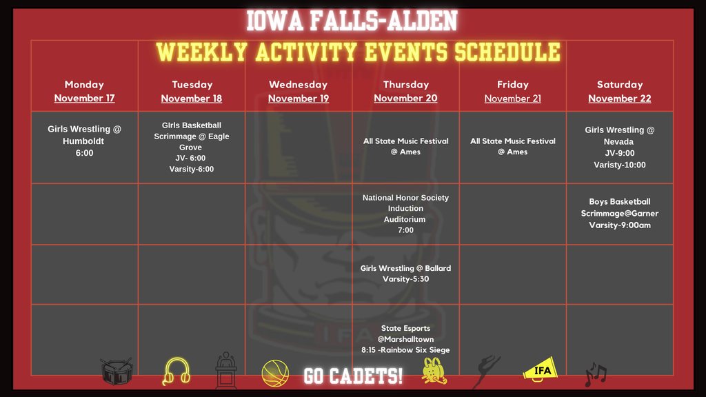 Weekly Activities Calendar