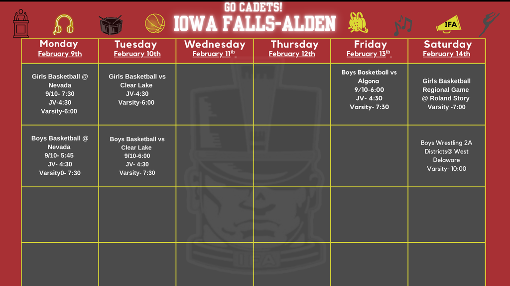 Weekly Activities Calendar