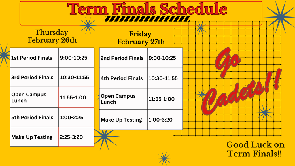 term finals schedule 